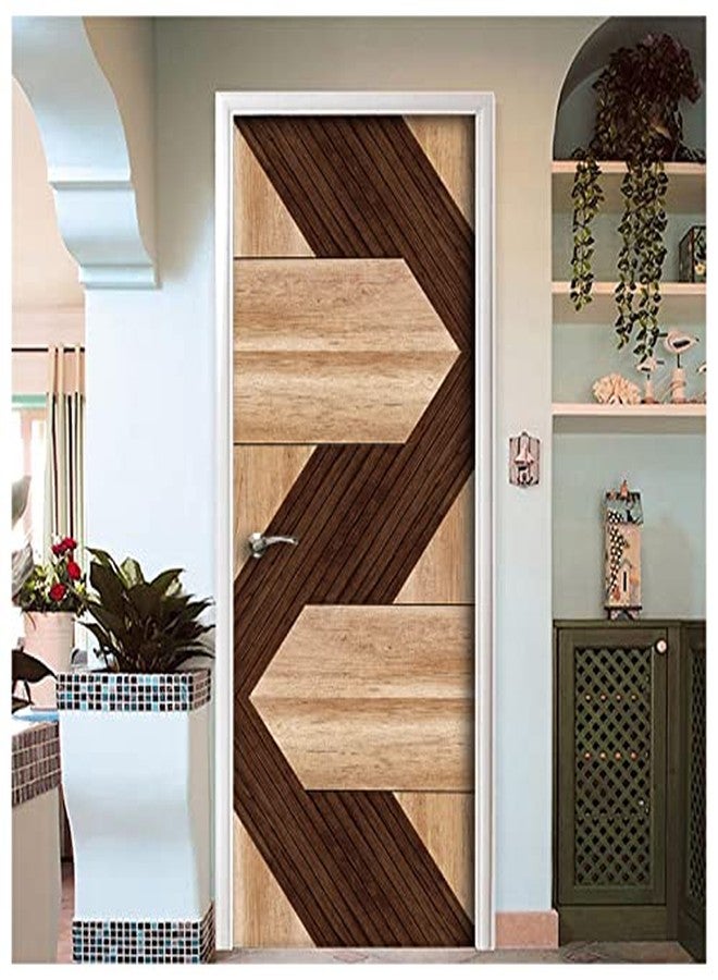 BP Design Solution Wooden Brown Design Door Sticker Wallpaper for Door, Almirah, Table, Ac, Fridge 36x 78 inch - Image 3